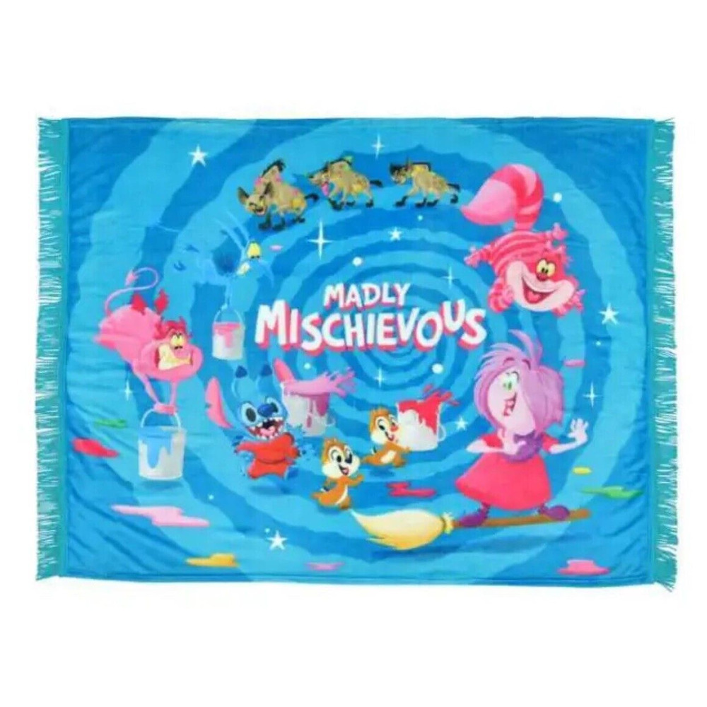 Disney Chip Dale Cheshire Stitch Blanket Madly Mischievous L Whitman 50 x 60 "